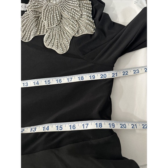 NWT MAC DUGGAL [ 16 ] 11832‎ Long Sleeve Taffeta 3D Flower Ball Gown Black S1909 - Picture 6 of 14